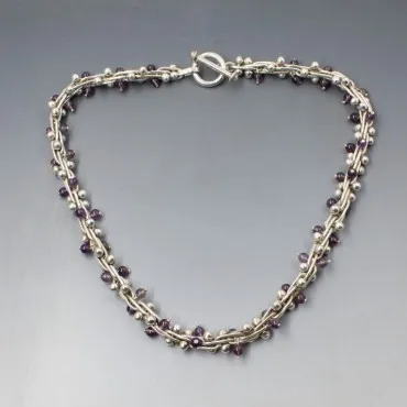 Hiho Silver Amethyst and Silver Chain Necklace