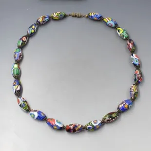 Venetian Millefiori Bead Necklace 18.5 Inches 