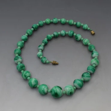 Green Venetian Marbled Glass Beads