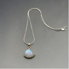 Moonstone and Silver Pendant Necklace