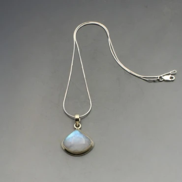 Moonstone and Silver Pendant Necklace