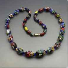 Venetian Millefiori Bead Necklace - 27.5 Inches 