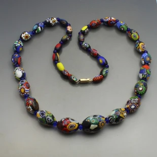 Venetian Millefiori Bead Necklace - 27.5 Inches 