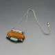 Amber, Turquoise, and Silver Pendant