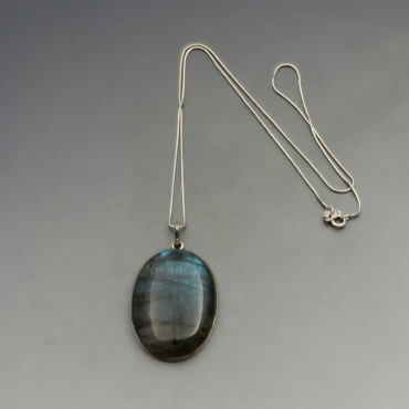 Oval Labradorite and Sterling Silver Pendant
