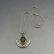Moss agate and Silver Modernist Pendant
