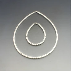  Silver Cubes Necklace and Bracelet Set