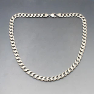 Mens Italian Heavy Silver Curb Chain