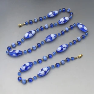 Venetian Blue Millefiori Bead Necklace