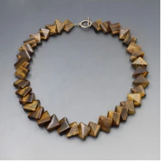 Square Tigers Eye Bead Necklace