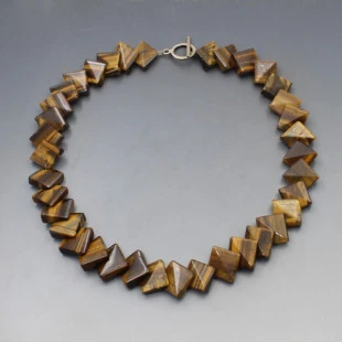 Square Tigers Eye Bead Necklace