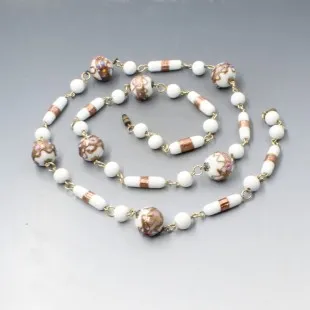 White Venetian Wedding Cake Beads Necklace