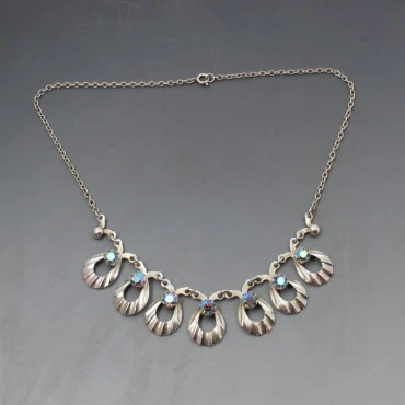 Hermann Siersbol Blue Crystal Flower Necklace