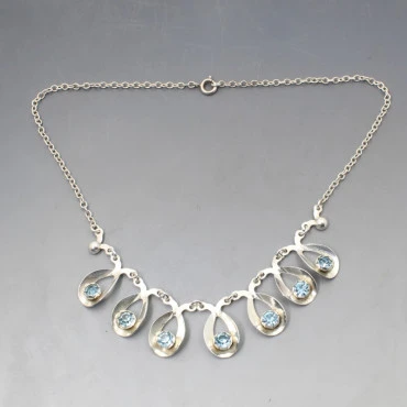 Hermann Siersbol  Silver Blue Necklace