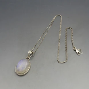 Moonstone Oval and Silver Pendant