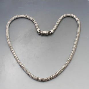 Heavy Silver Weave Rope Necklace