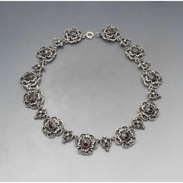 Garnet and Sterling Silver Necklace