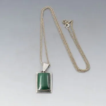 MEXICO Malachite and 950 Silver Pendant