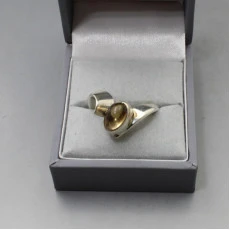 Designer Smokey Quartz and Silver Ring