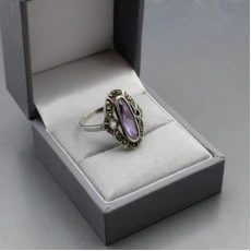 Oval Amethyst and Silver Ring