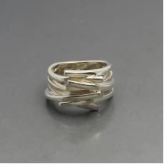 Designer Silver Twist Ring Uk Size N