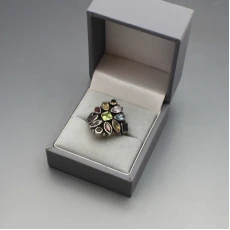 Multi Gem Silver Ring Size M
