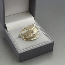  Modernist Textured Silver Ring UK Size M