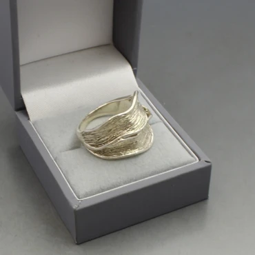  Modernist Textured Silver Ring UK Size M