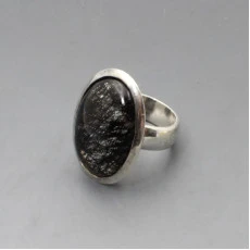 Rutilated Quartz and Silver Ring