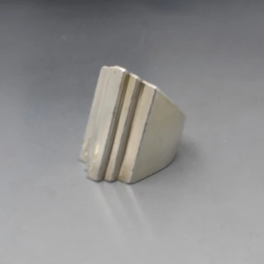 Chunky Silver Modernist Art Deco Style Ring