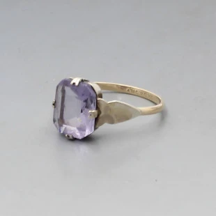 Art Deco Style Amethyst and Silver Ring