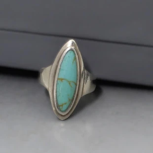 Turquoise and Silver Eclipse Ring