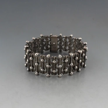 David Shackman and Sons Modernist Silver Bracelet