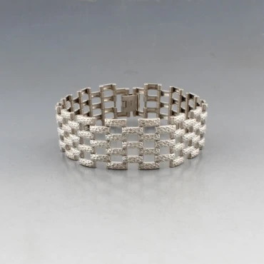 Designer JAM Silver Bar Link Bracelet