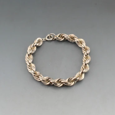 Solid Silver Rope Chain Bracelet 