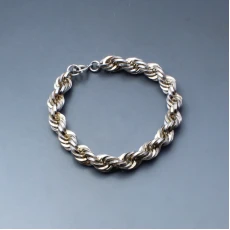 Solid Silver Rope Chain Bracelet 