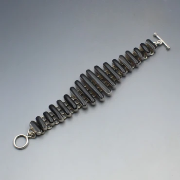 Modernist Silver and Black Onyx Bracelet