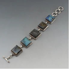 Chunky Silver and Labradorite  Bracelet