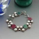 Pearl and Silver Multi Gem Bracelet