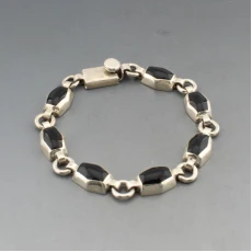 Black Onyx an Silver Mexico Bracelet