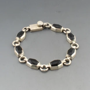 Black Onyx an Silver Mexico Bracelet