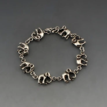 Silver Elephants Chain Bracelet