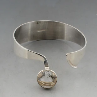 Swedish 830 Silver and Crystal Bangle