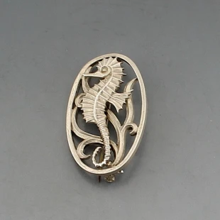 Geoffrey Bellamy for George Tarratt Silver Sea Horse Brooch