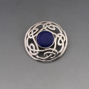Lapis Lazuli and Silver Celtic Style Brooch