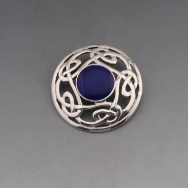 Lapis Lazuli and Silver Celtic Style Brooch