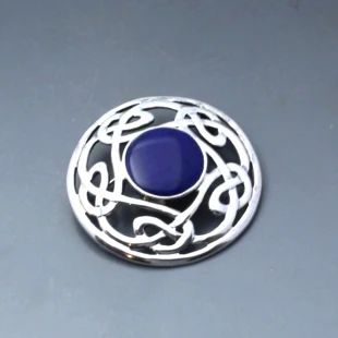 Lapis Lazuli and Silver Celtic Style Brooch