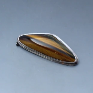 Tigers Eyes and Silver Brooch