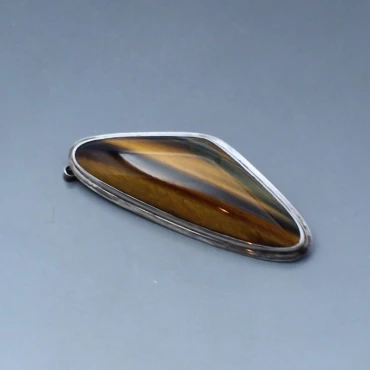 Tigers Eyes and Silver Brooch