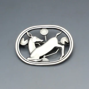 Georg Jensen Sterling Silver Kneeling Deer Brooch #256